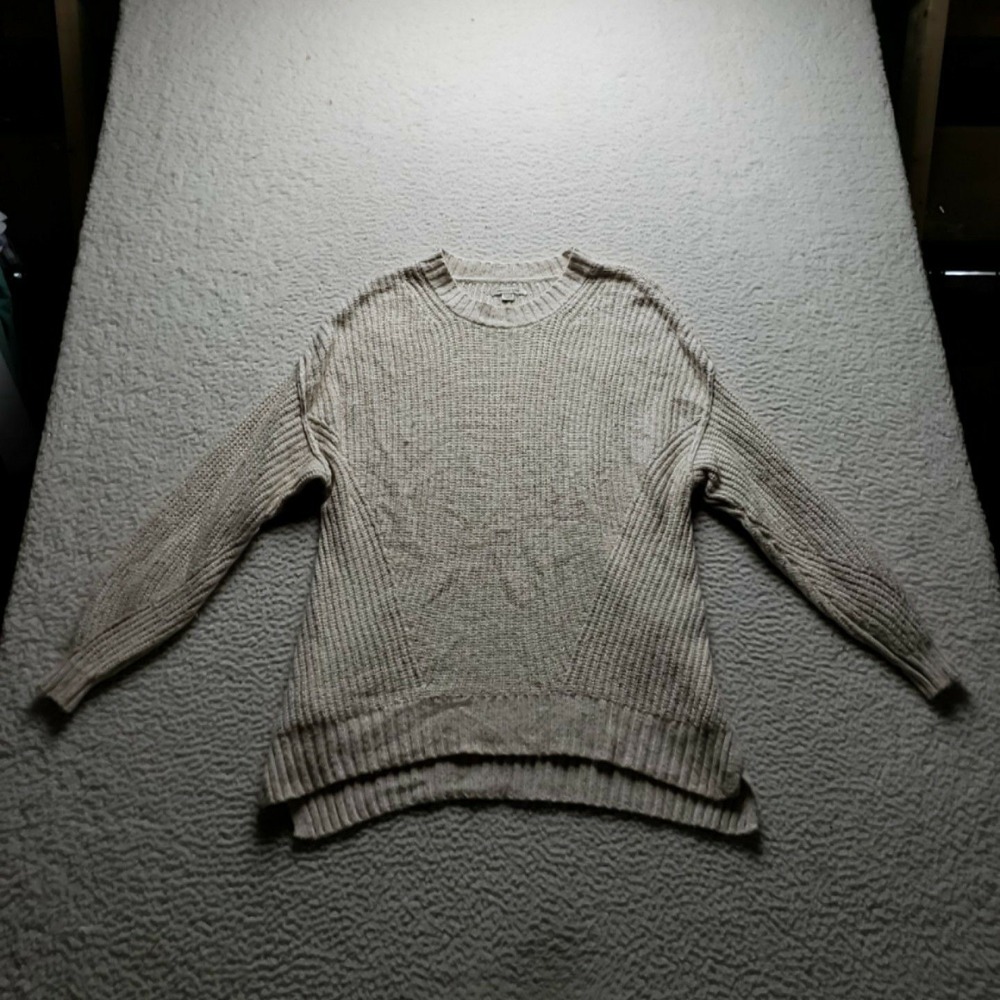 American Eagle Outfitters Sweater Womens XS Beige Crew Neck Long Sleeve Knit